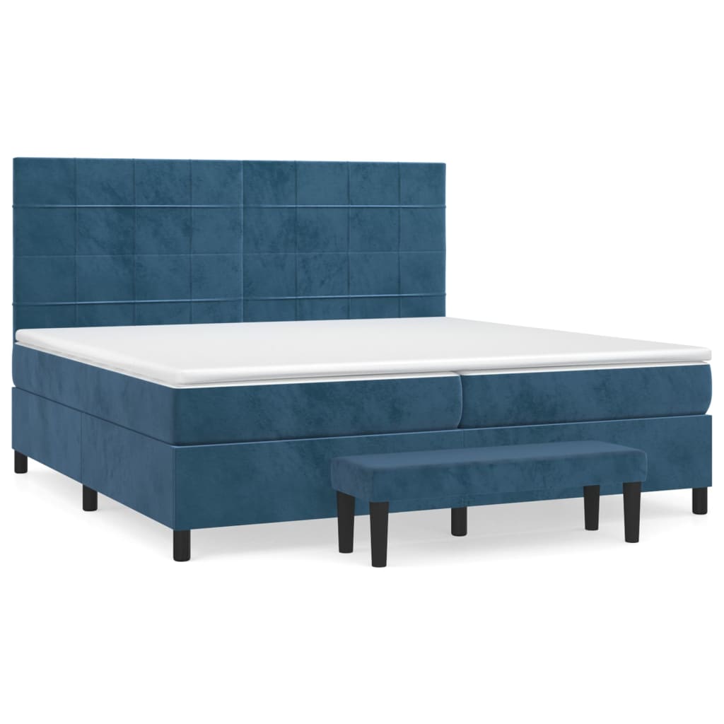 Sommier à lattes de lit et matelas Bleu foncé 200x200cm Velours