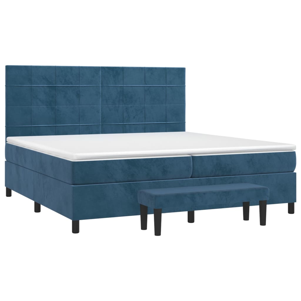 Sommier à lattes de lit et matelas Bleu foncé 200x200cm Velours