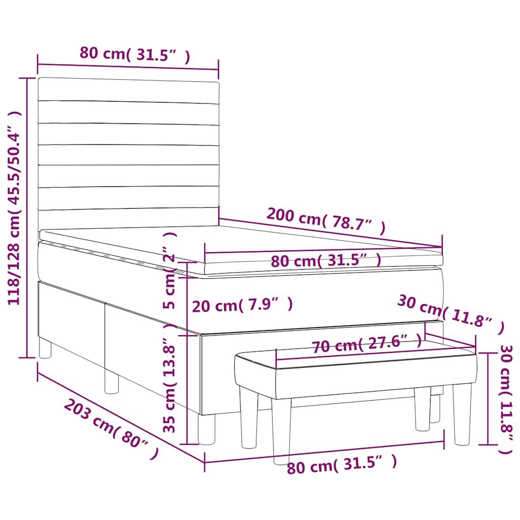 Sommier à lattes de lit et matelas Vert foncé 80x200 cm Velours - XIOS