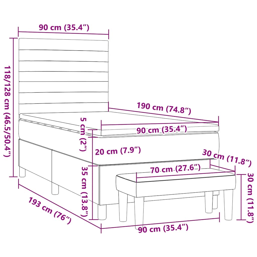 Sommier à lattes de lit avec matelas Vert foncé 90x200 cm - XIOS