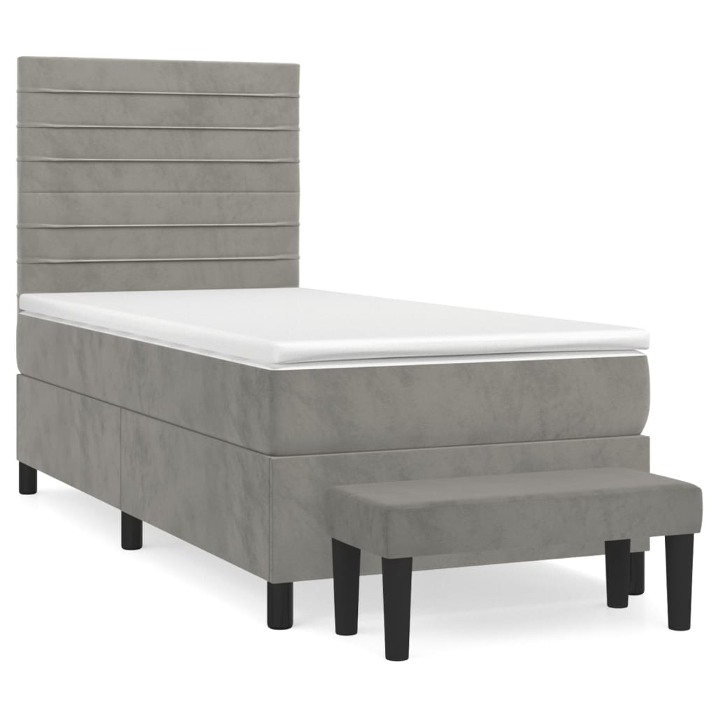 Sommier à lattes de lit et matelas Gris clair 100x200cm Velours - XIOS