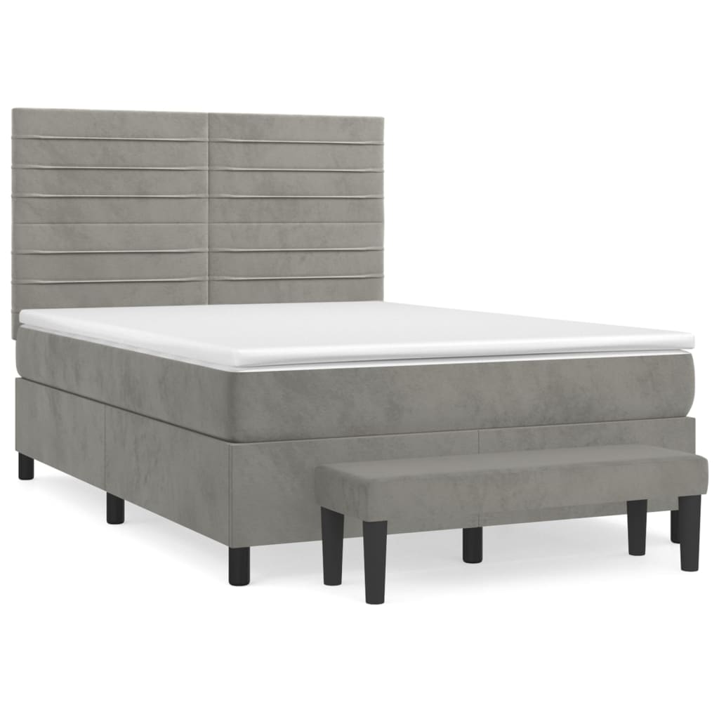 Sommier à lattes de lit et matelas Gris clair 140x190cm Velours - XIOS