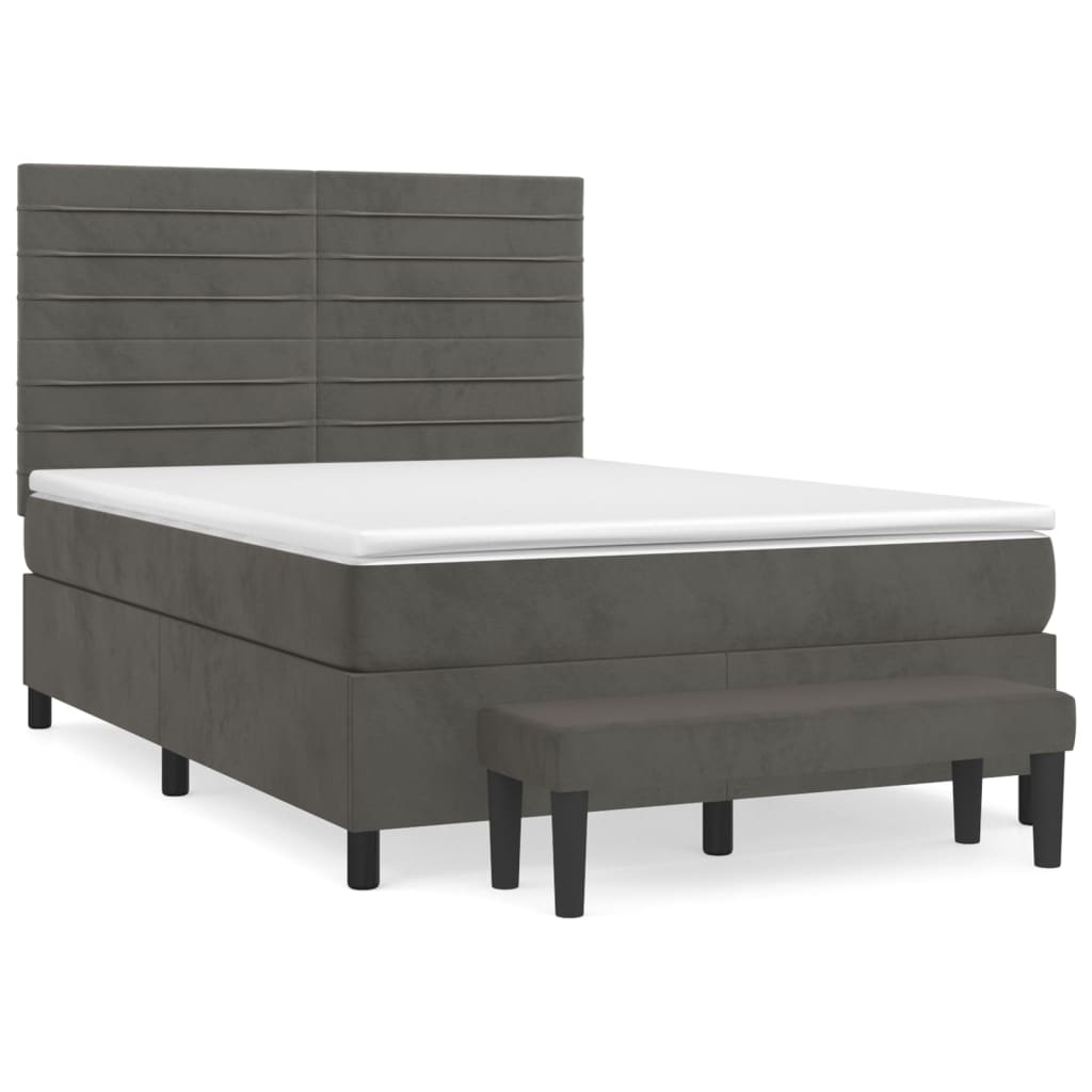 Sommier à lattes de lit et matelas Gris foncé 140x190cm Velours - XIOS