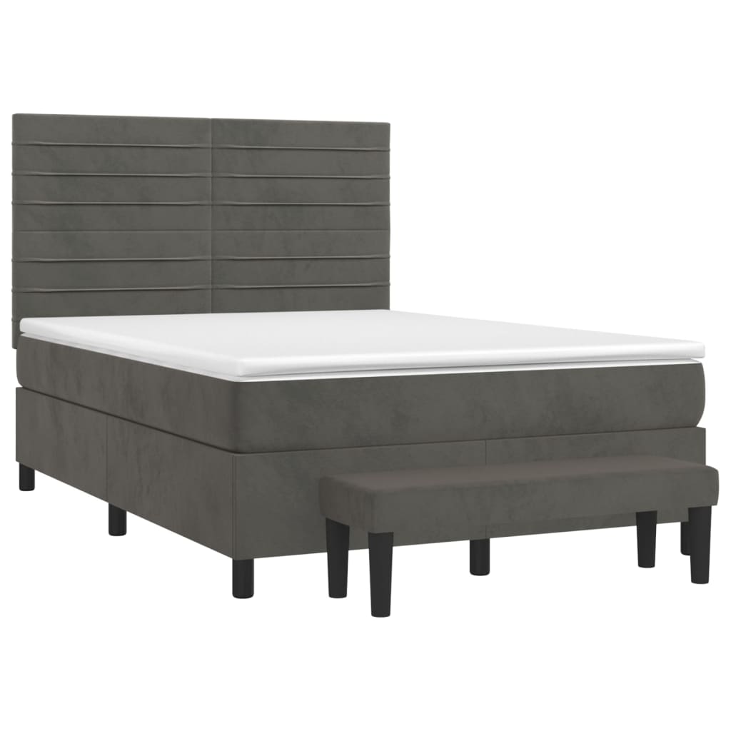 Sommier à lattes de lit et matelas Gris foncé 140x190cm Velours - XIOS
