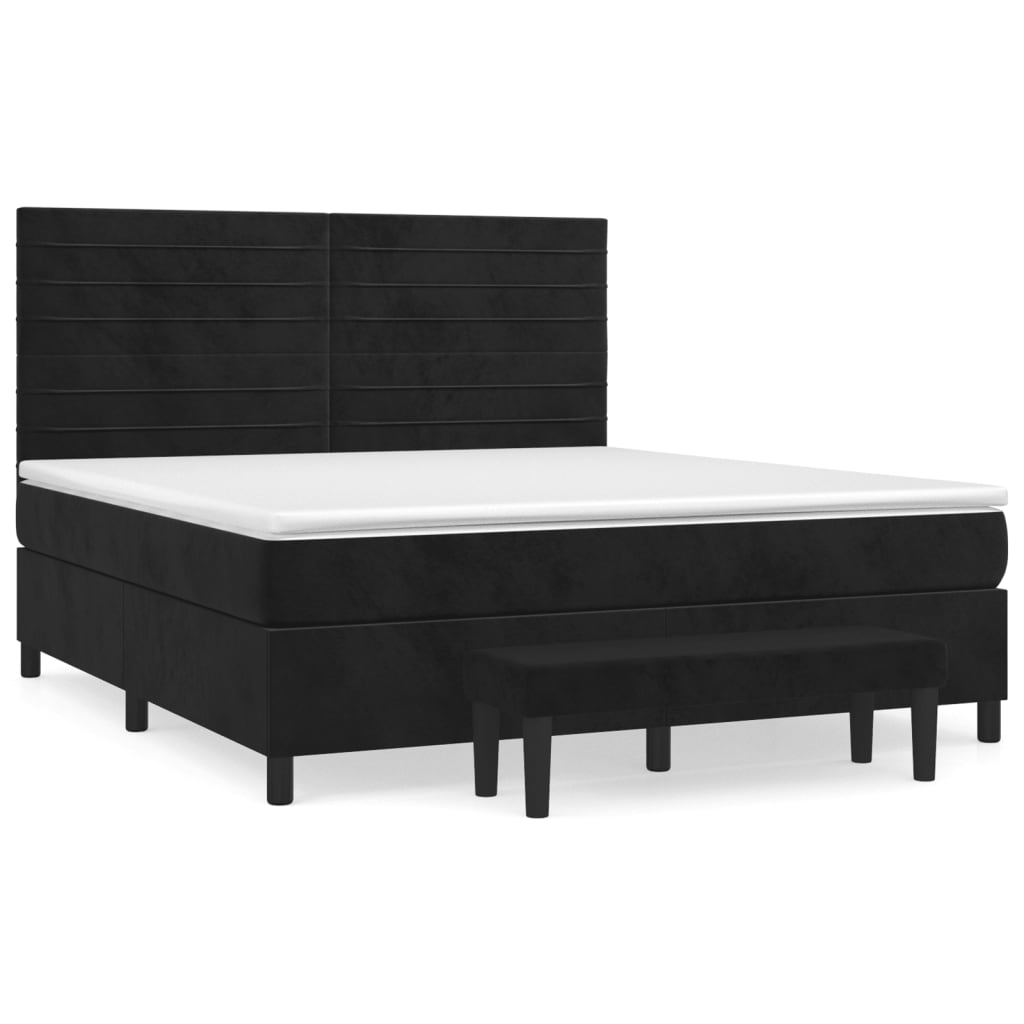 Sommier à lattes de lit avec matelas Noir 180x200 cm Velours