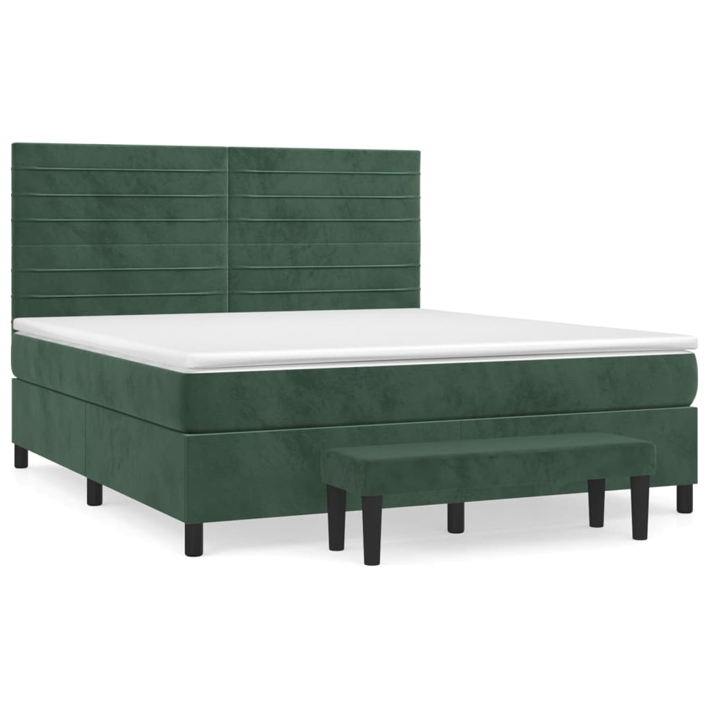 Sommier à lattes de lit et matelas Vert foncé 180x200cm Velours