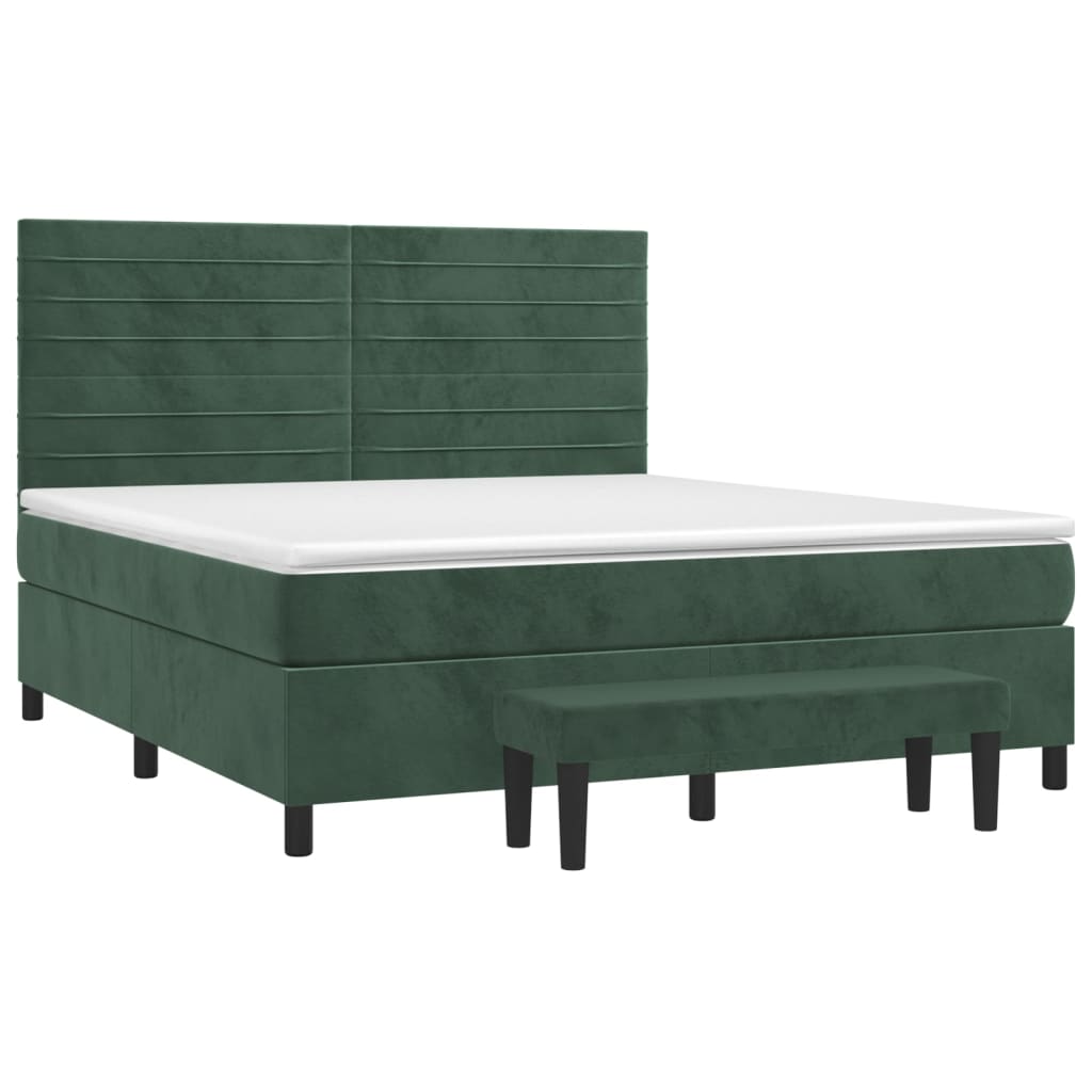 Sommier à lattes de lit et matelas Vert foncé 180x200cm Velours