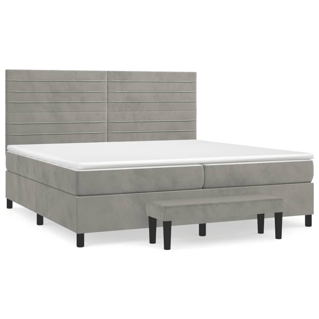 Sommier à lattes de lit et matelas Gris clair 200x200cm Velours - XIOS