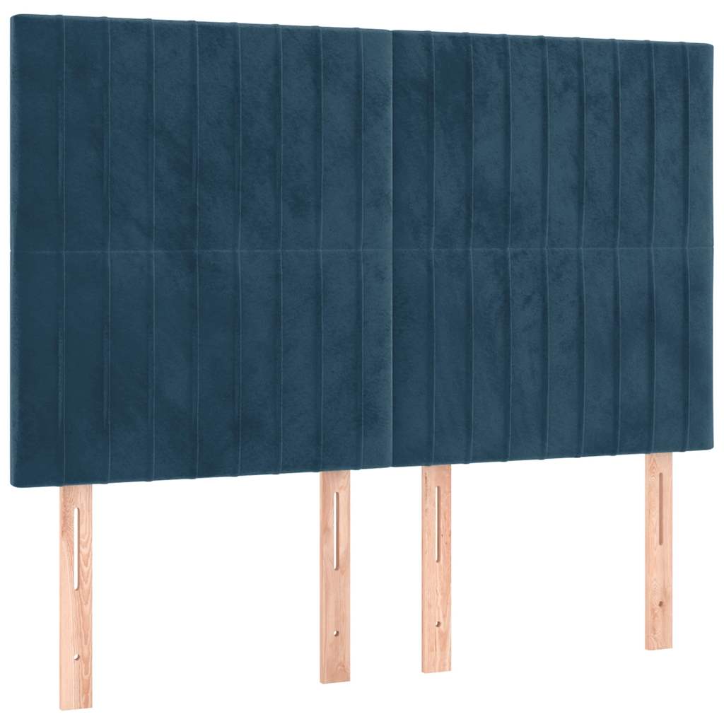 Sommier à lattes de lit et matelas Bleu foncé 140x190cm Velours