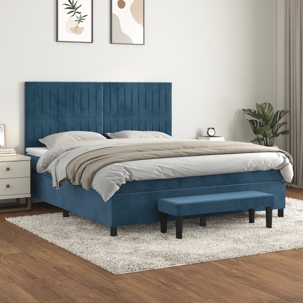 Sommier à lattes de lit et matelas Bleu foncé 160x200cm Velours - XIOS