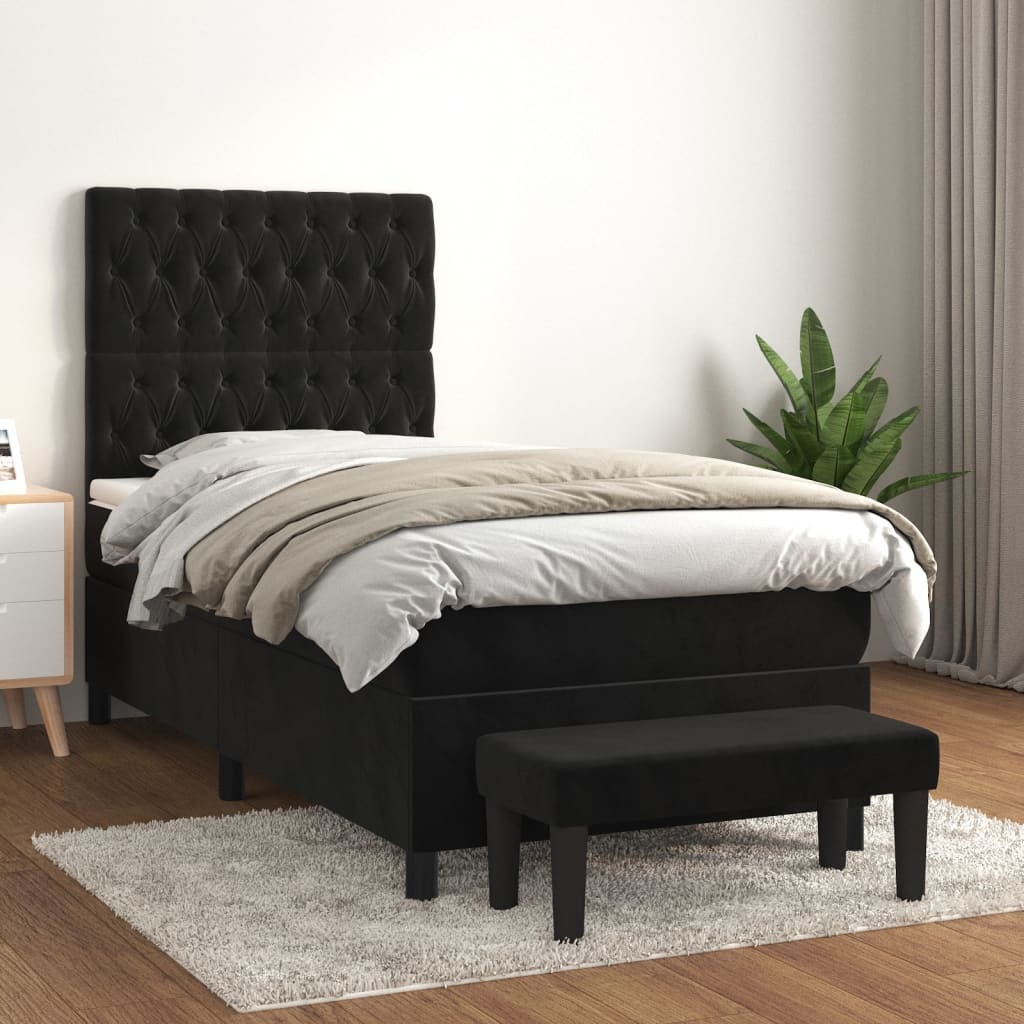 Sommier à lattes de lit avec matelas Noir 90x190 cm Velours - XIOS
