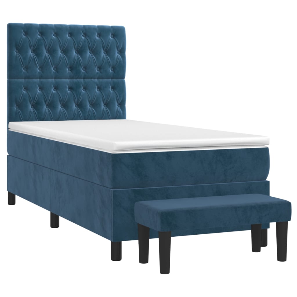 Sommier à lattes de lit avec matelas Bleu foncé 100x200 cm - XIOS