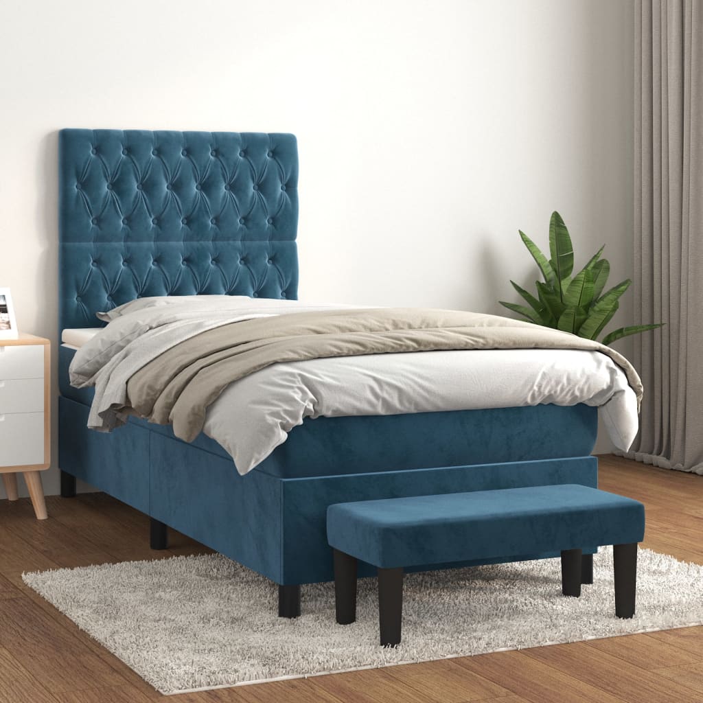 Sommier à lattes de lit avec matelas Bleu foncé 100x200 cm - XIOS