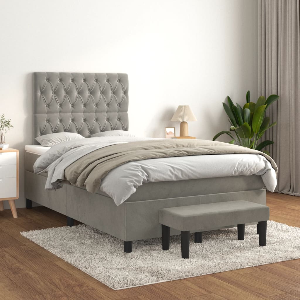 Sommier à lattes de lit et matelas Gris clair 120x200cm Velours - XIOS