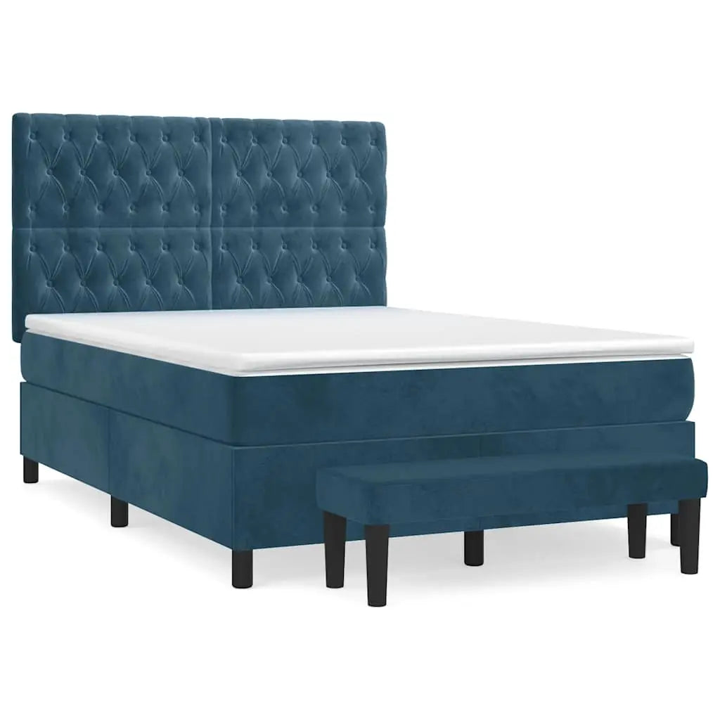 Sommier à lattes de lit et matelas Bleu foncé 140x190cm Velours - XIOS