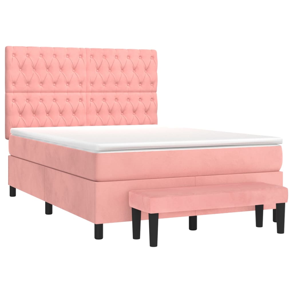 Sommier à lattes de lit avec matelas Rose 140x190 cm Velours - XIOS