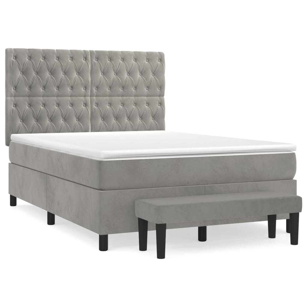 Sommier à lattes de lit et matelas Gris clair 140x200cm Velours - XIOS