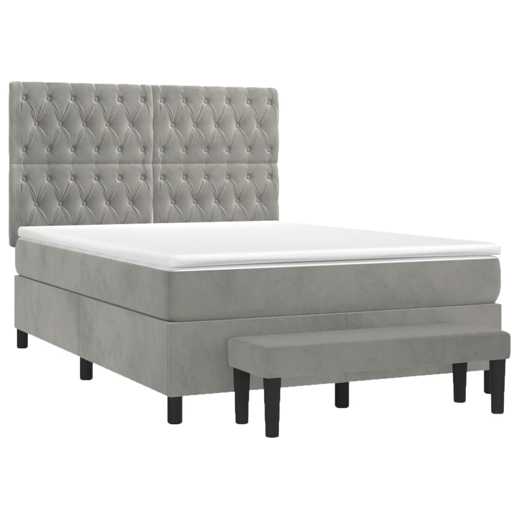 Sommier à lattes de lit et matelas Gris clair 140x200cm Velours - XIOS