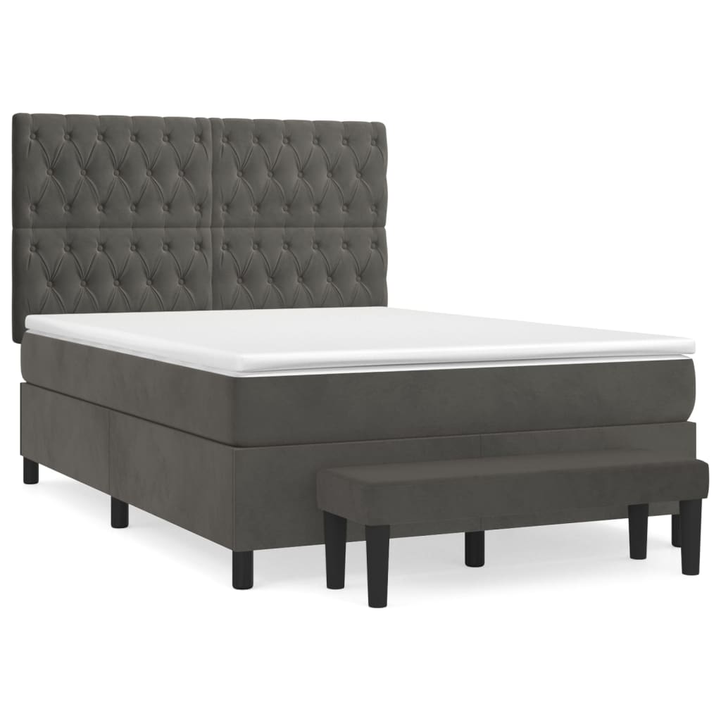 Sommier à lattes de lit et matelas Gris foncé 140x200cm Velours - XIOS