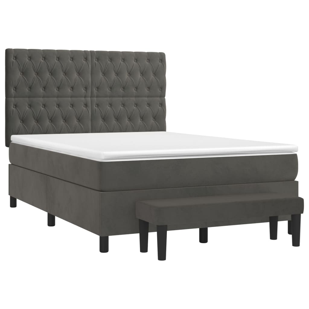Sommier à lattes de lit et matelas Gris foncé 140x200cm Velours - XIOS