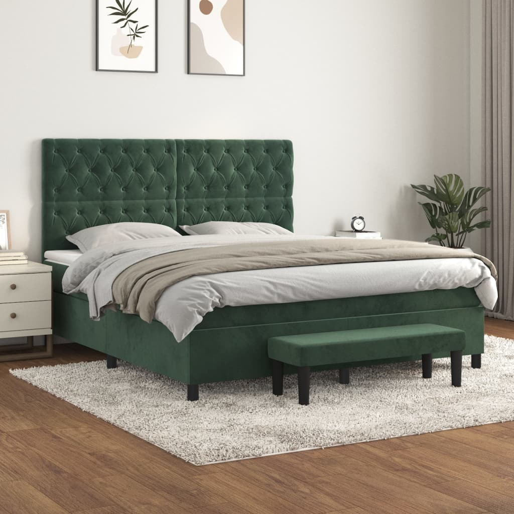 Sommier à lattes de lit et matelas Vert foncé 160x200cm Velours - XIOS
