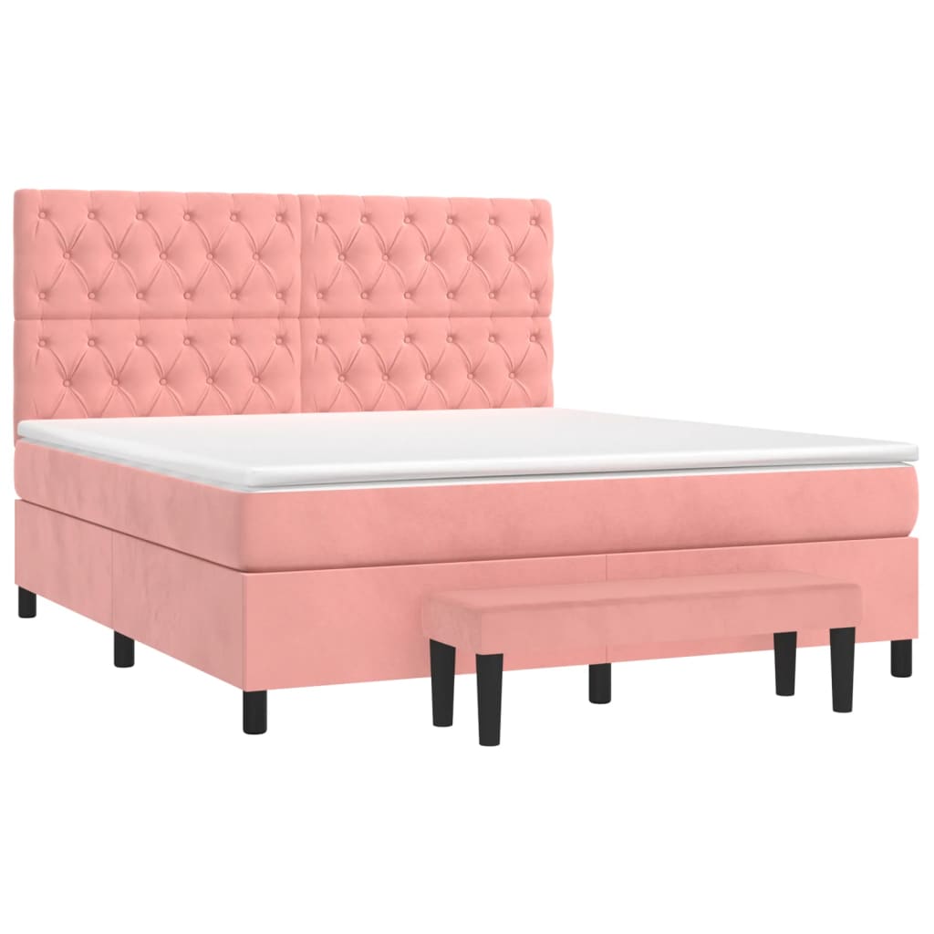 Sommier à lattes de lit avec matelas Rose 160x200 cm Velours
