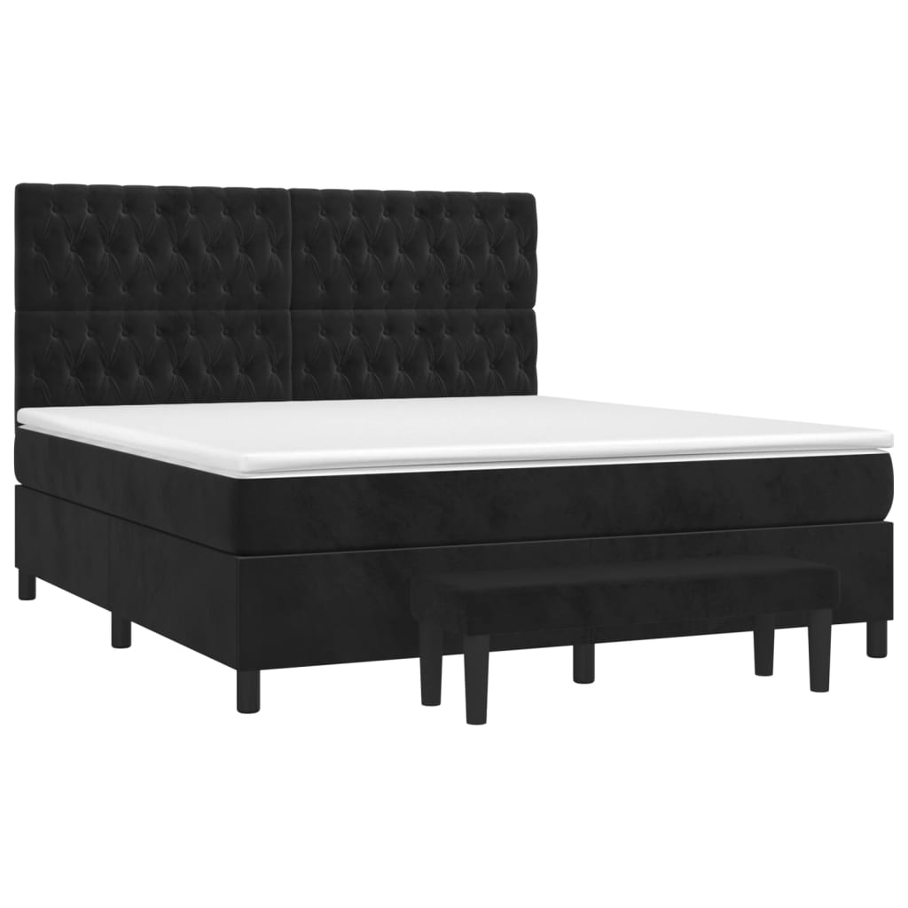 Sommier à lattes de lit avec matelas Noir 180x200 cm Velours