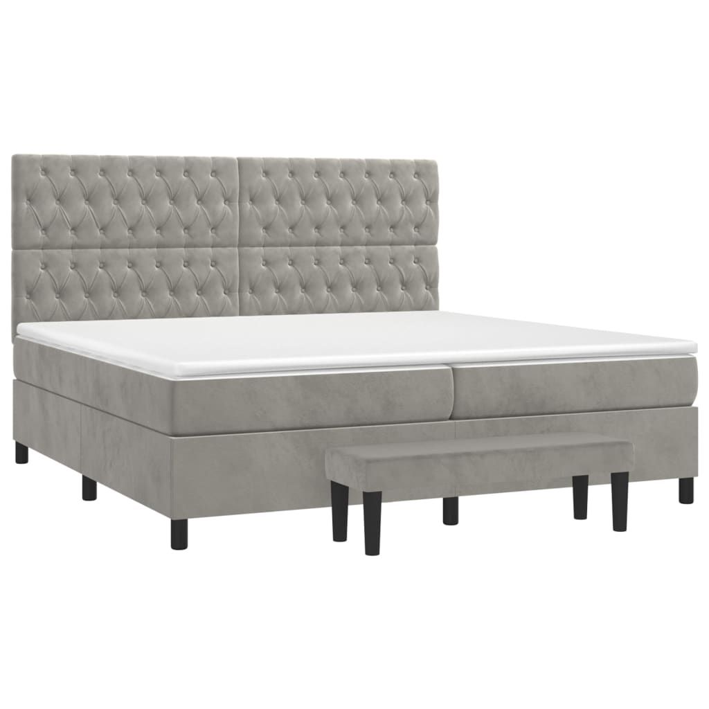Sommier à lattes de lit et matelas Gris clair 200x200cm Velours - XIOS