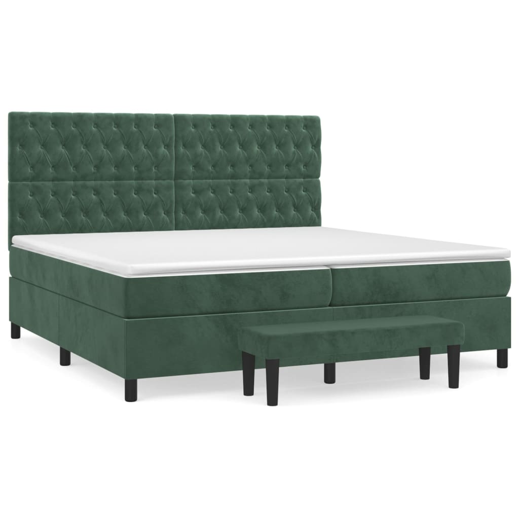 Sommier à lattes de lit et matelas Vert foncé 200x200cm Velours