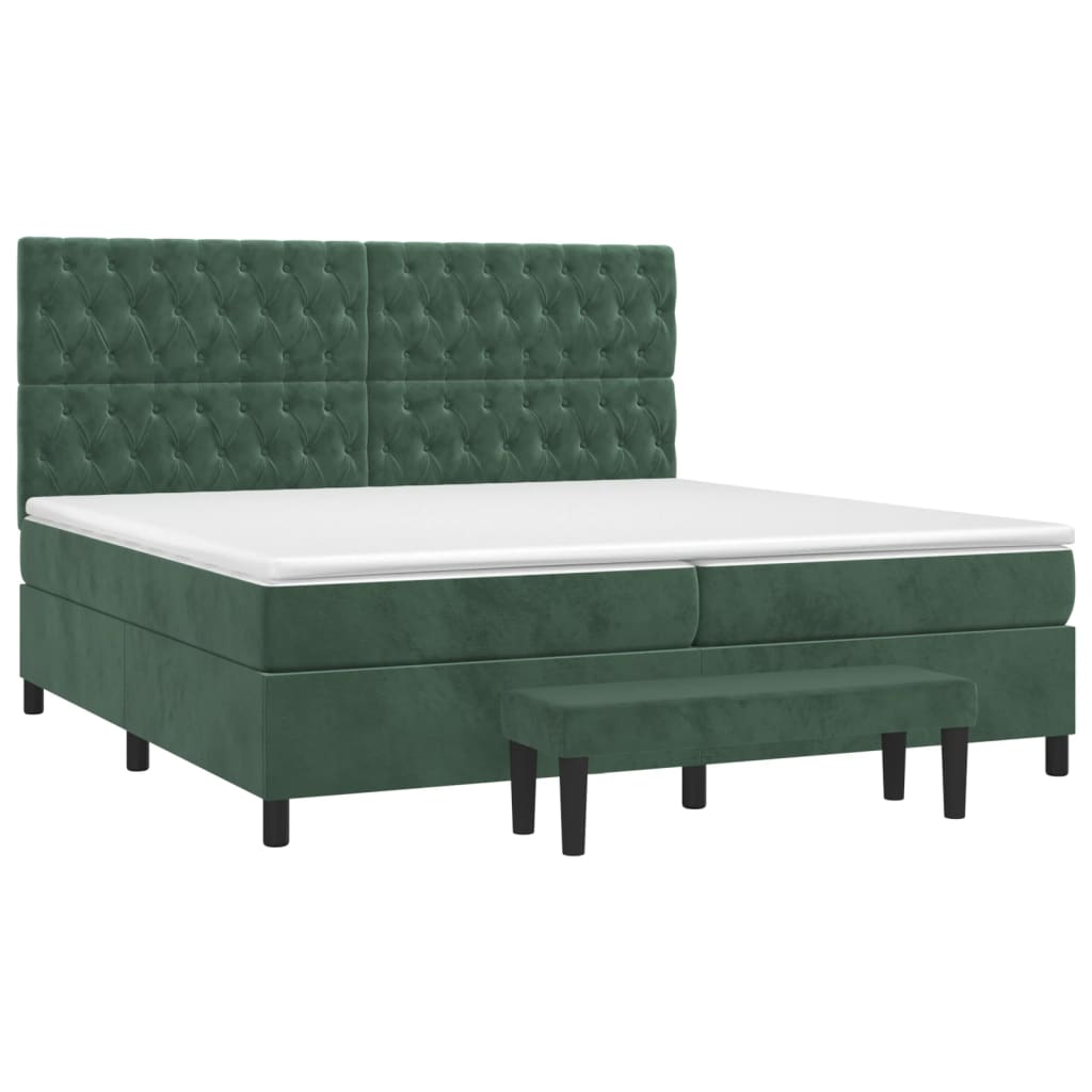 Sommier à lattes de lit et matelas Vert foncé 200x200cm Velours