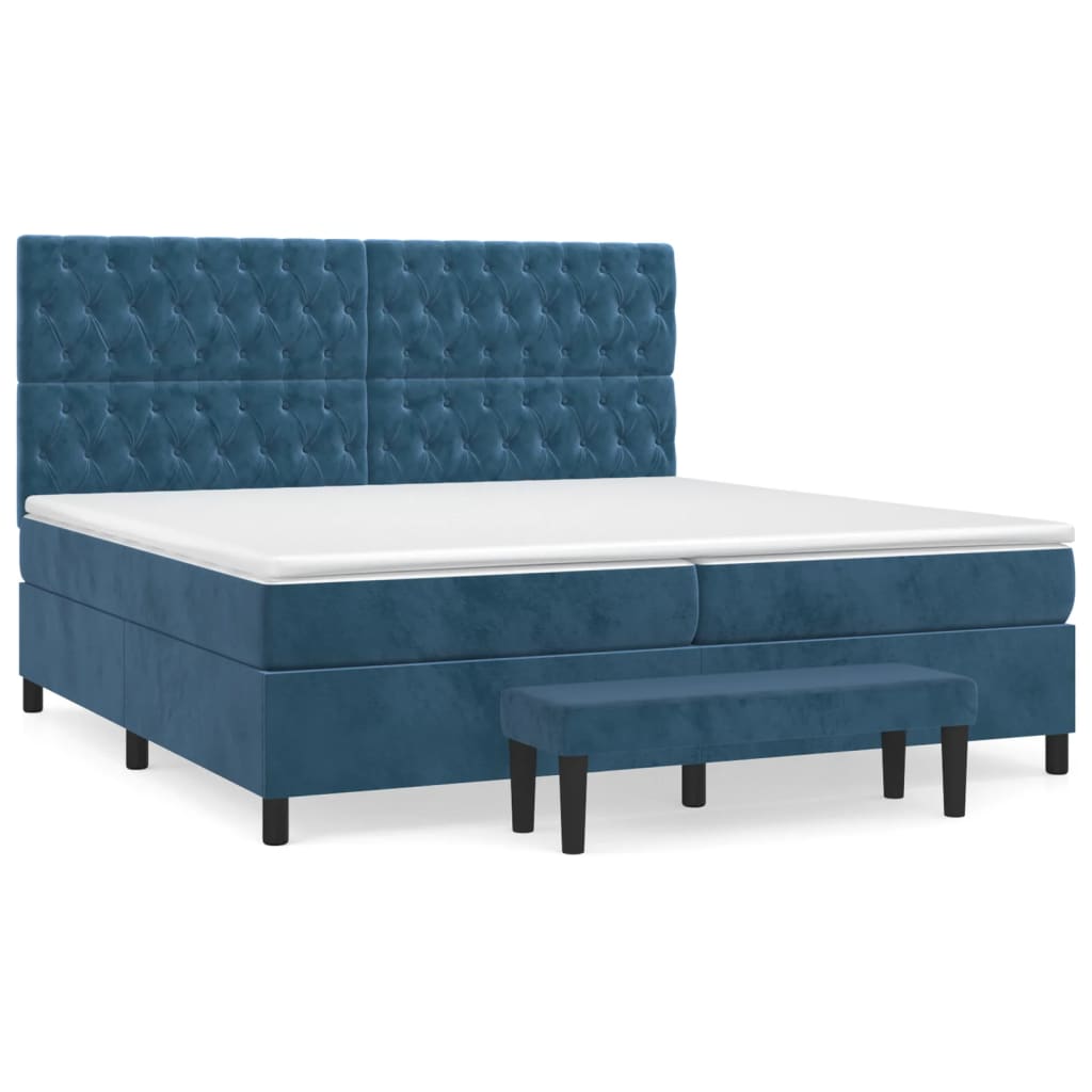 Sommier à lattes de lit et matelas Bleu foncé 200x200cm Velours