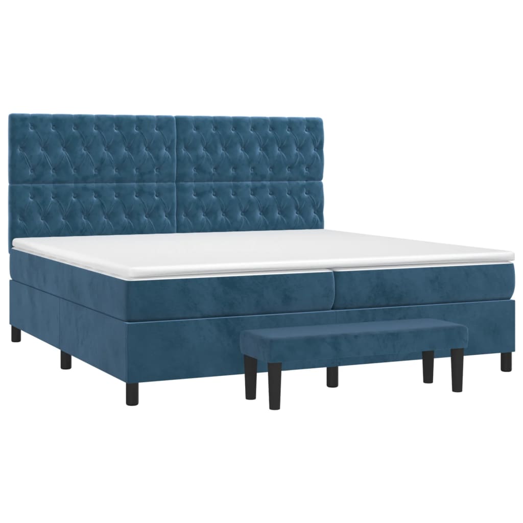 Sommier à lattes de lit et matelas Bleu foncé 200x200cm Velours