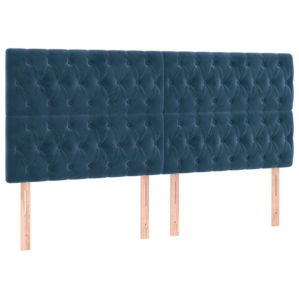 Sommier à lattes de lit et matelas Bleu foncé 200x200cm Velours