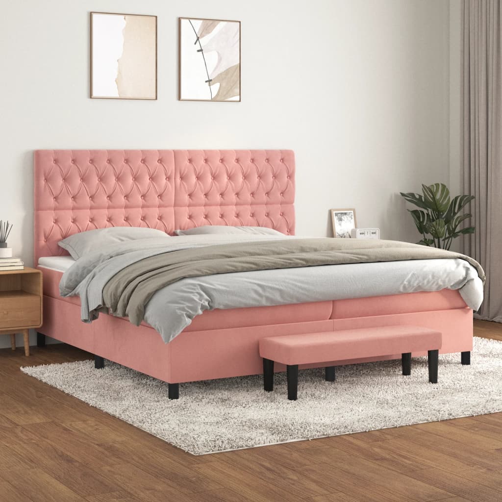 Sommier à lattes de lit avec matelas Rose 200x200 cm Velours - XIOS
