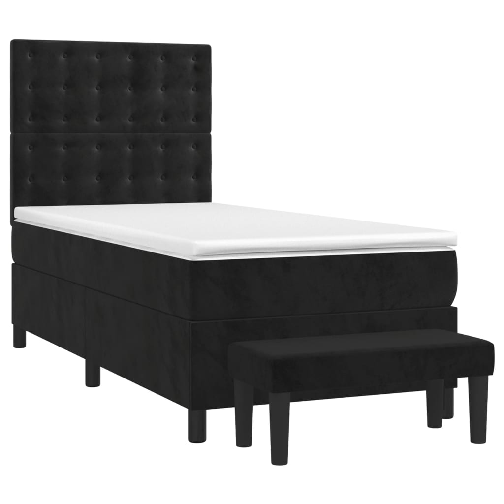 Sommier à lattes de lit avec matelas Noir 90x200 cm Velours - XIOS