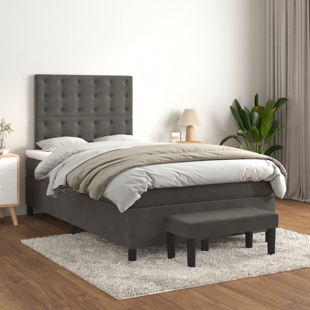 Sommier à lattes de lit et matelas Gris foncé 120x200cm Velours - XIOS