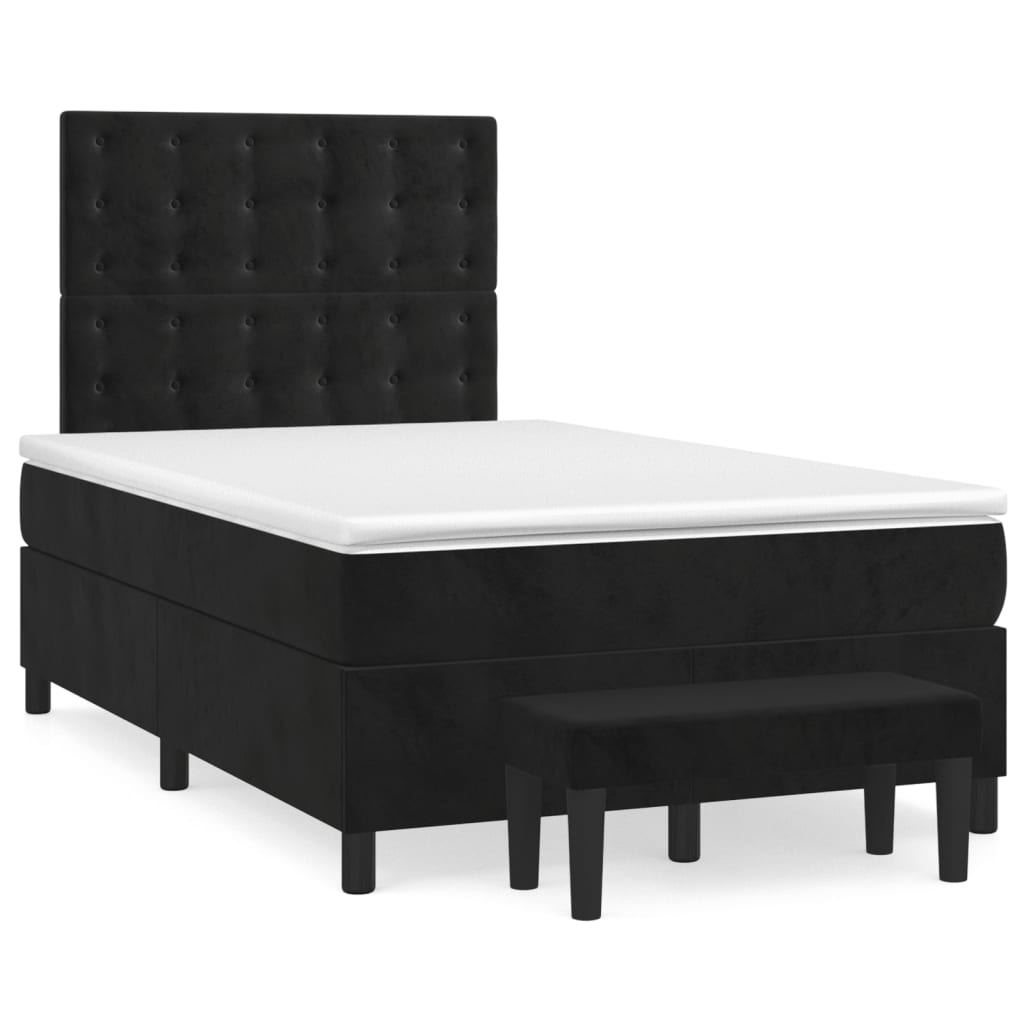 Sommier à lattes de lit avec matelas Noir 120x200 cm Velours - XIOS