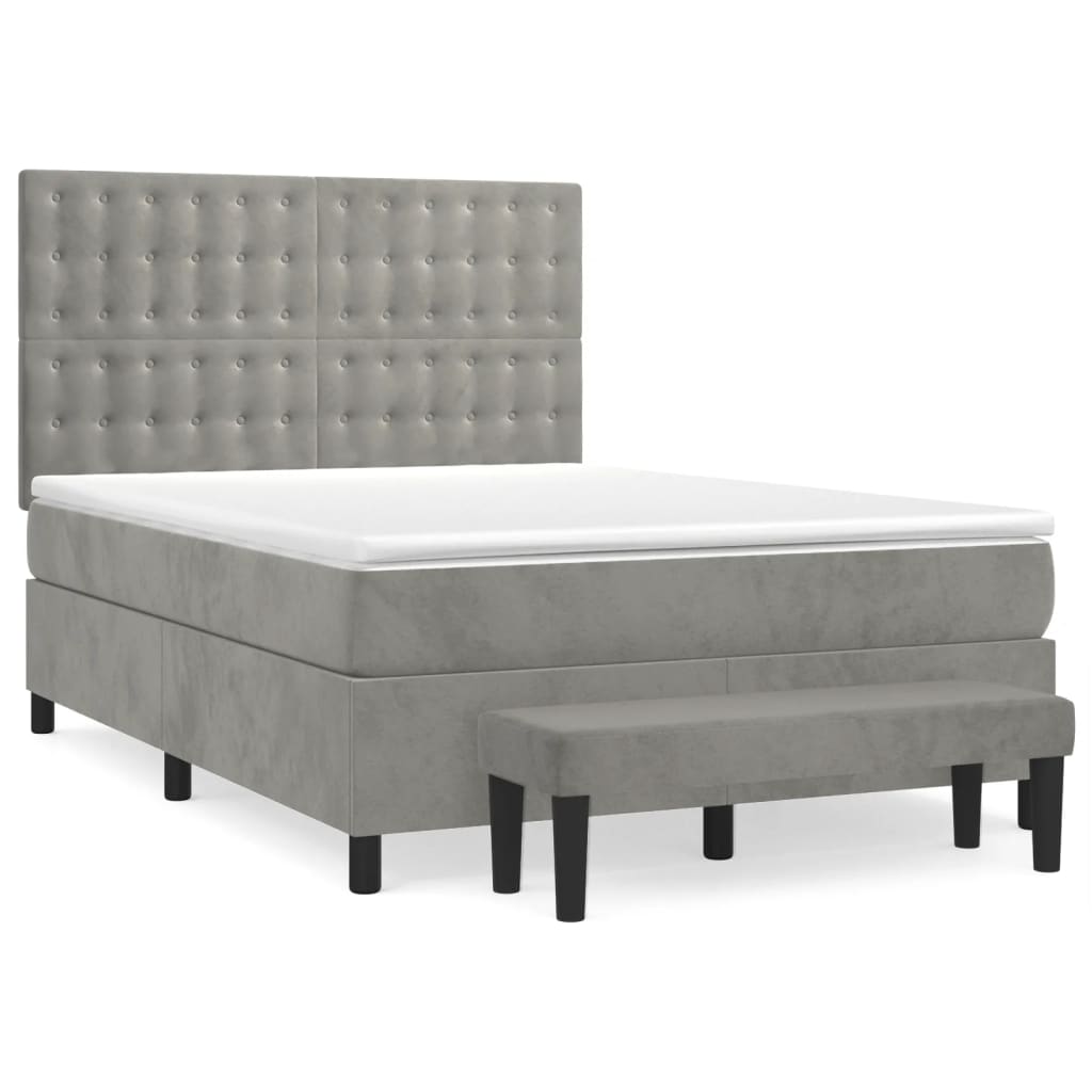 Sommier à lattes de lit et matelas Gris clair 140x190cm Velours - XIOS