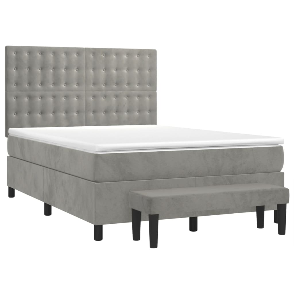 Sommier à lattes de lit et matelas Gris clair 140x190cm Velours - XIOS