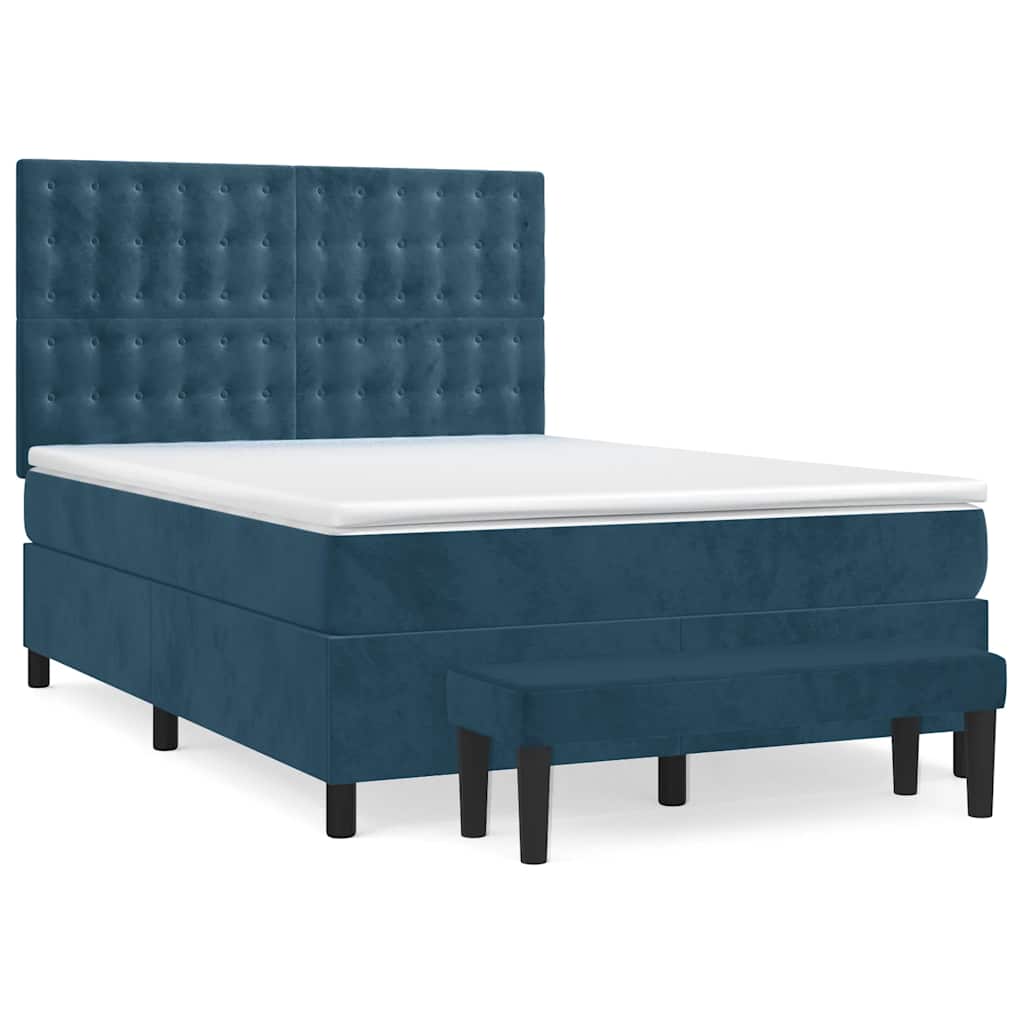 Sommier à lattes de lit et matelas Bleu foncé 140x190cm Velours - XIOS
