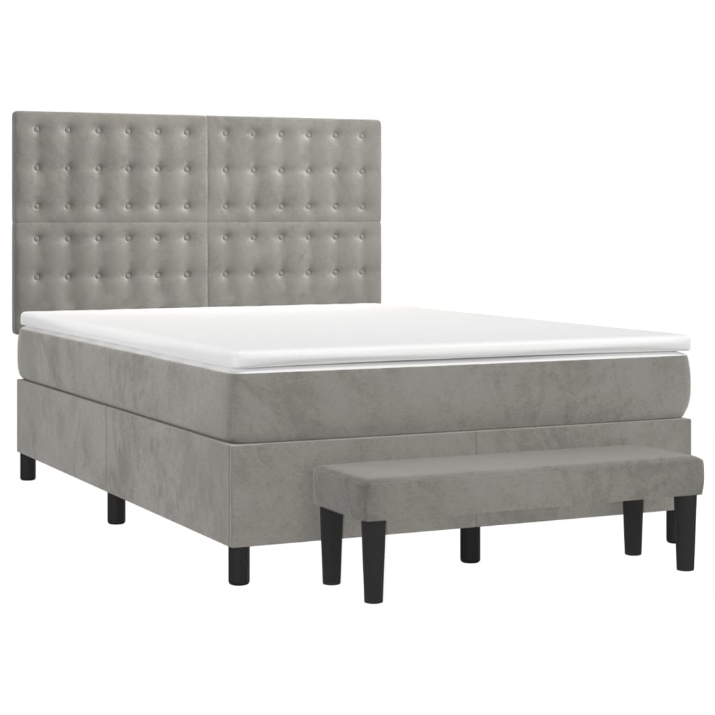 Sommier à lattes de lit et matelas Gris clair 140x200cm Velours - XIOS