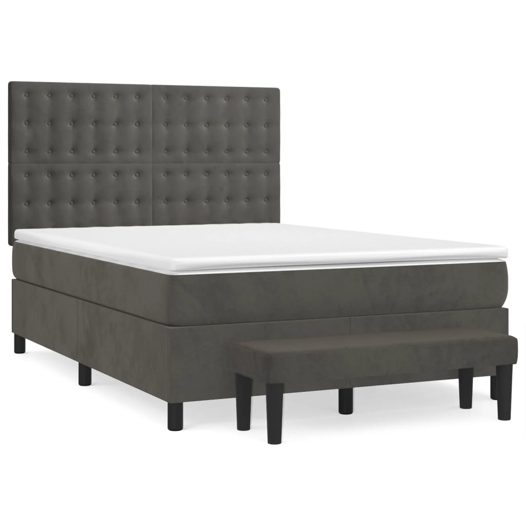 Sommier à lattes de lit et matelas Gris foncé 140x200cm Velours - XIOS
