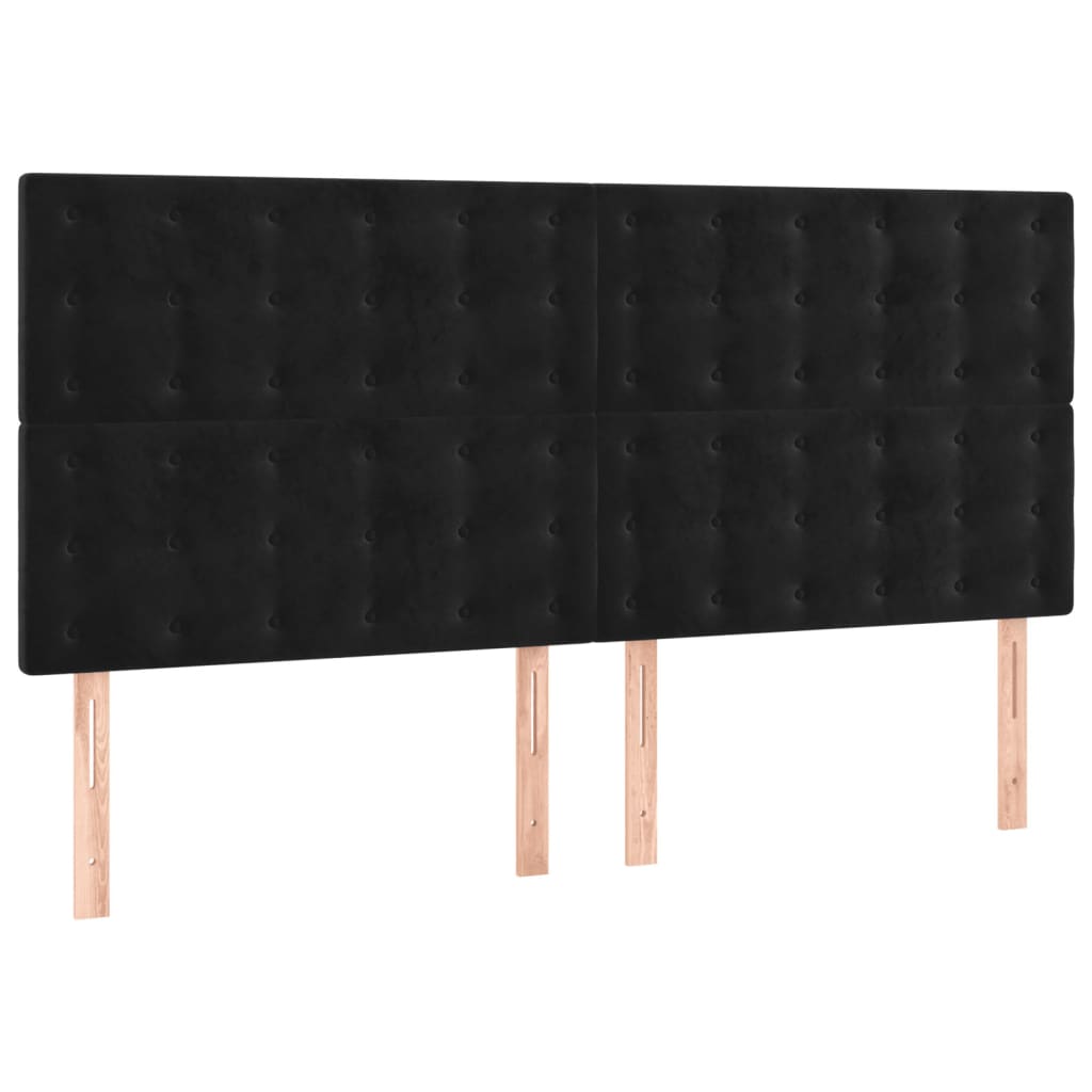 Sommier à lattes de lit avec matelas Noir 180x200 cm Velours