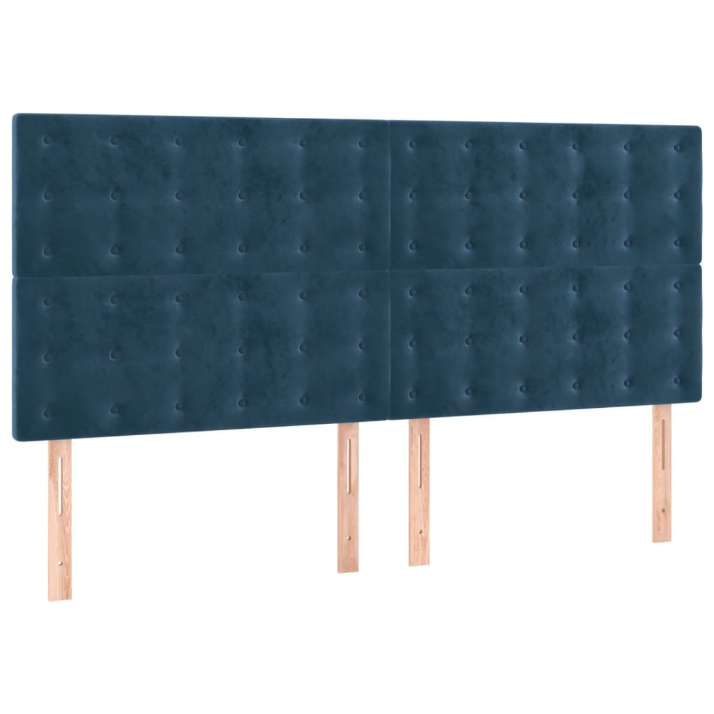Sommier à lattes de lit et matelas Bleu foncé 180x200cm Velours