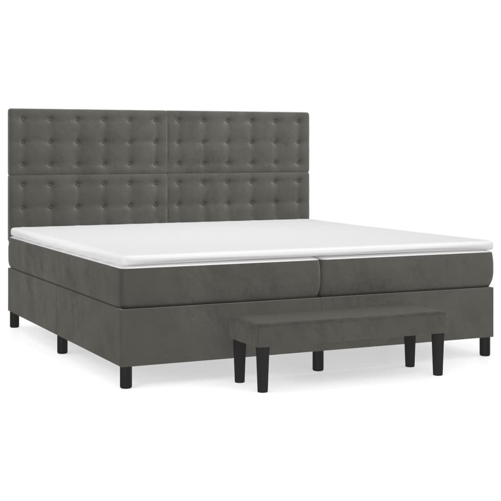 Sommier à lattes de lit et matelas Gris foncé 200x200cm Velours - XIOS