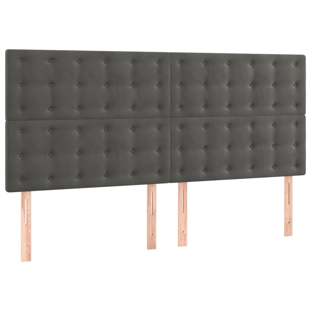 Sommier à lattes de lit et matelas Gris foncé 200x200cm Velours - XIOS
