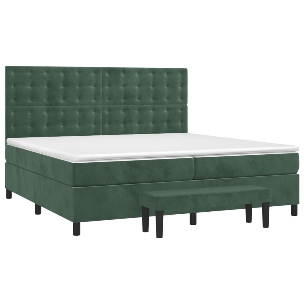 Sommier à lattes de lit et matelas Vert foncé 200x200cm Velours