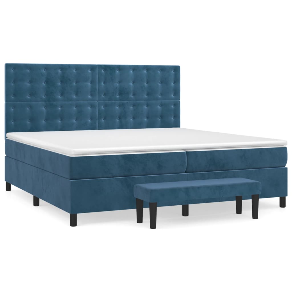 Sommier à lattes de lit et matelas Bleu foncé 200x200cm Velours