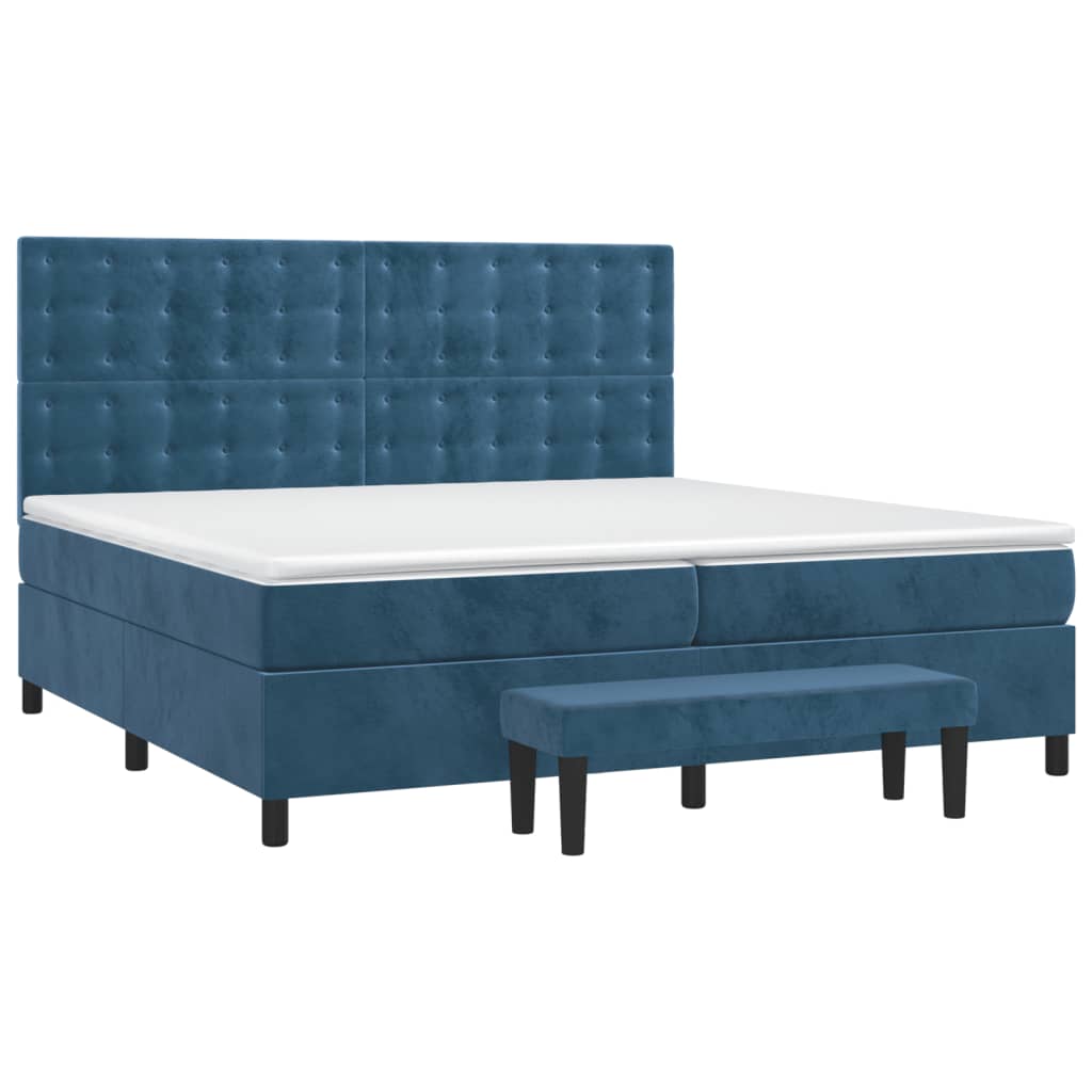 Sommier à lattes de lit et matelas Bleu foncé 200x200cm Velours