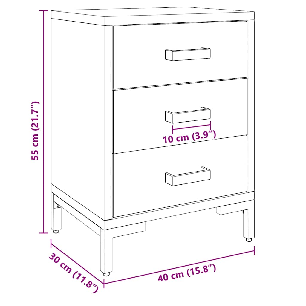 Tables de chevet 2 pcs 40x30x55 cm Bois de pin massif - XIOS